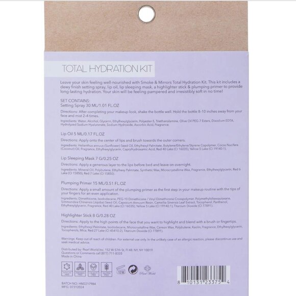 NWT Smoke & Mirrors Total Hydration Kit 5pc Highlighter Plump &Moisture Lip Mask - Picture 4 of 4